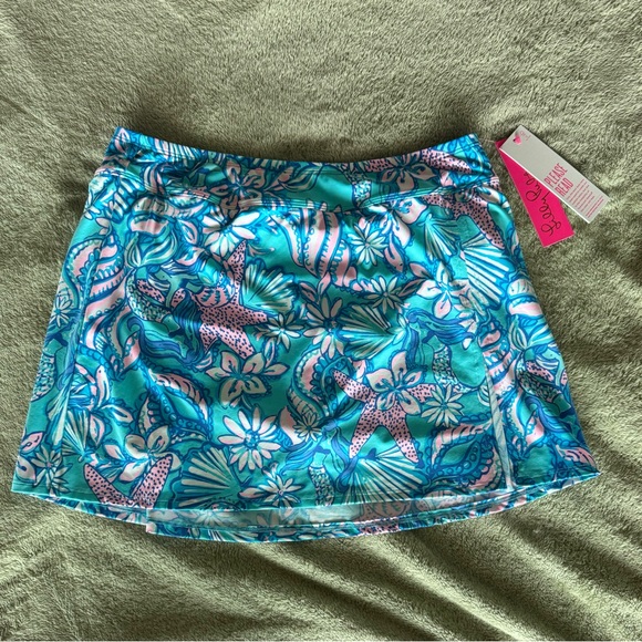 Lilly Pulitzer Kellyann Swimsuit Skirt Bottom in Amalfi Blue Sound the Sirens-10 - Picture 3 of 4